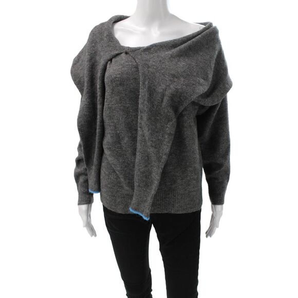 Zara Sweaters - Zara Womens Pullover Boat Neck Long Sleeve Gray Elastane Size S